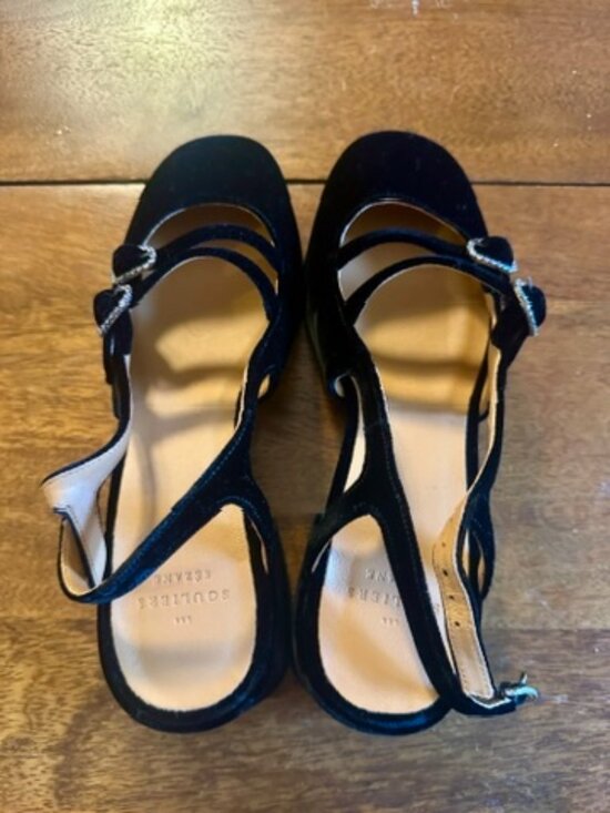 Sezane Shoes - Sezane Paula Babies Black Velvet With Rhinestones - Size 8